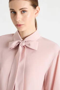 Blusa in crepe con foulard - Rosa