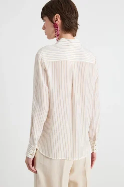 Blusa in crepe con spacchetti - Bianco