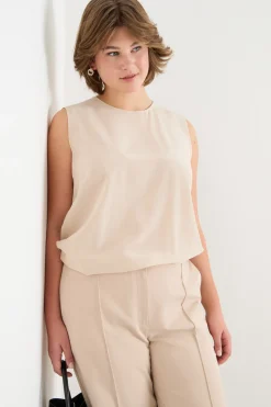 Blusa in crepe de chine - Beige