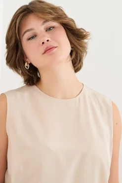 Blusa in crepe de chine - Beige