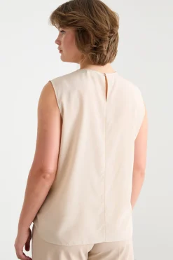 Blusa in crepe de chine - Beige