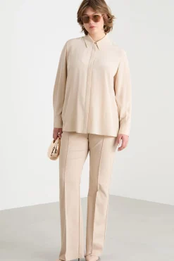 Blusa in crepe de chine - Beige