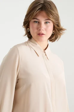 Blusa in crepe de chine - Beige