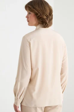 Blusa in crepe de chine - Beige