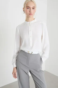Blusa in crepe de chine - Bianco