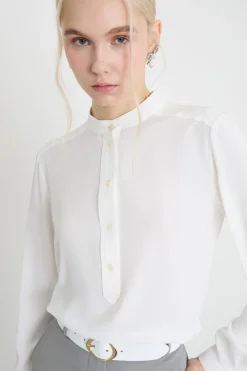 Blusa in crepe de chine - Bianco