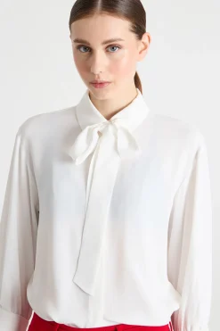 Blusa in crepe de chine - Bianco