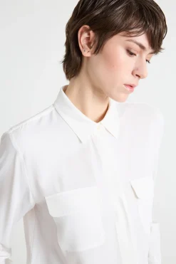 Blusa in crepe de chine - Bianco
