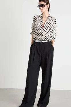 Blusa in crepe de chine - Bianco Nero