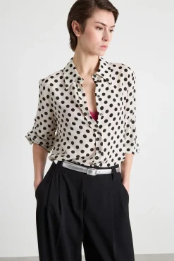 Blusa in crepe de chine - Bianco Nero