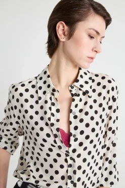 Blusa in crepe de chine - Bianco Nero