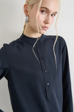 Blusa in crepe de chine - Blu