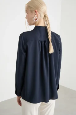 Blusa in crepe de chine - Blu