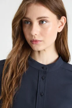 Blusa in crepe de chine - Blu