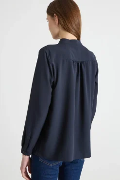Blusa in crepe de chine - Blu
