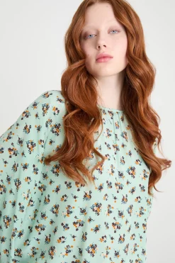 Blusa in crepe de chine di seta - Verde
