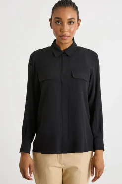 Blusa in crepe de chine - Nero