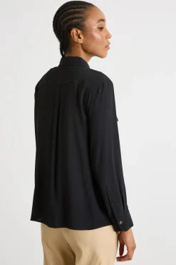 Blusa in crepe de chine - Nero