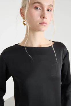 Blusa in crepe de chine - Nero