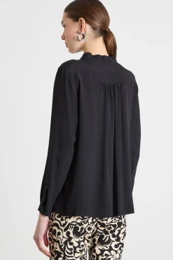 Blusa in crepe de chine - Nero