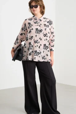 Blusa in crepe de chine stampato - Rosa