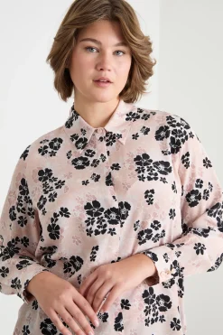 Blusa in crepe de chine stampato - Rosa
