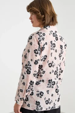 Blusa in crepe de chine stampato - Rosa