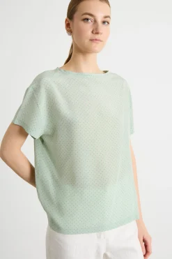 Blusa in crepe de chine stampato - Verde