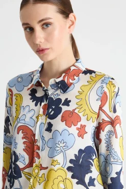 Blusa in crepe stampata - Bianco