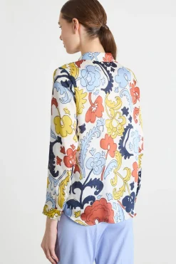 Blusa in crepe stampata - Bianco