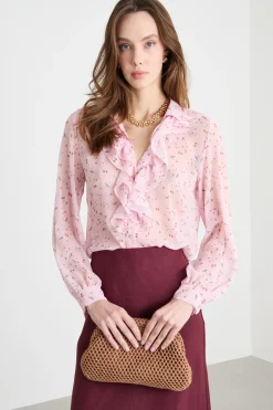 Blusa in crepe stampato - Rosa