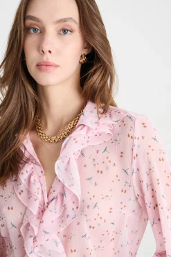 Blusa in crepe stampato - Rosa
