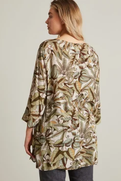 Blusa in crépe a fantasia - Verde