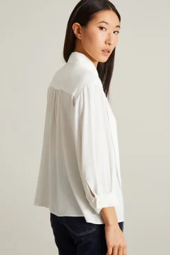 Blusa in crépe con foulard - Bianco