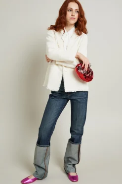 Blusa in crépe con foulard - Bianco