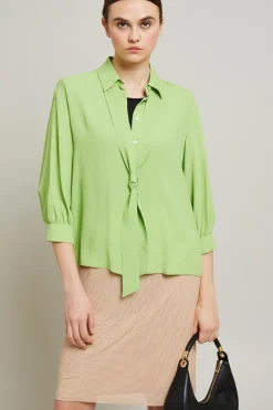 Blusa in crépe con foulard - Verde Pistacchio