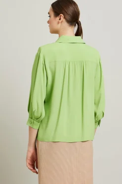 Blusa in crépe con foulard - Verde Pistacchio