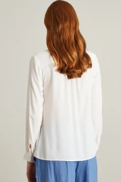 Blusa in crèpe di misto seta - Bianco