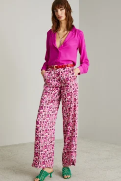 Blusa in crèpe di misto seta - Fuxia
