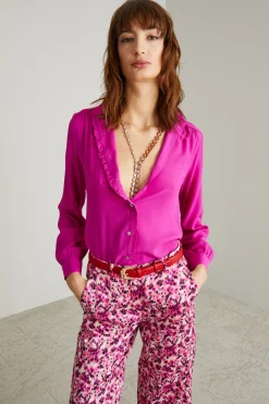 Blusa in crèpe di misto seta - Fuxia