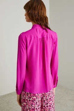 Blusa in crèpe di misto seta - Fuxia