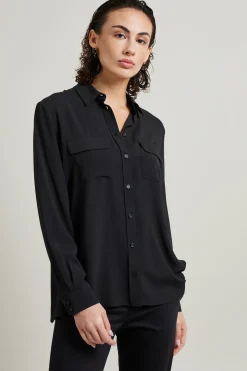 Blusa in crépe di misto seta - Nero