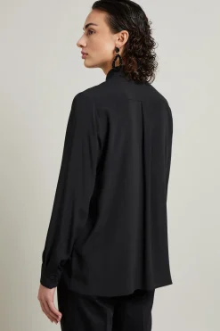 Blusa in crépe di misto seta - Nero