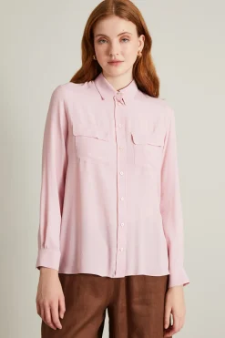 Blusa in crépe di misto seta - Rosa