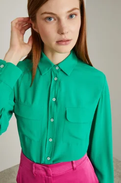 Blusa in crépe di misto seta - Verde