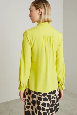 Blusa in crèpe di misto seta - Verde Acido