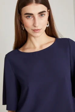Blusa in enver satin - Blu