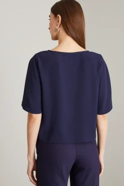 Blusa in enver satin - Blu