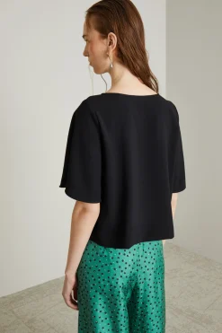 Blusa in enver satin - Nero