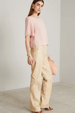 Blusa in enver satin - Rosa Polvere